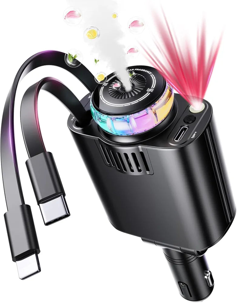 5 in 1 Star Light Car Charger with Aromatherapy                     شاحن سيارة 5 في 1 بإضاءة النجوم مع العلاج العطري