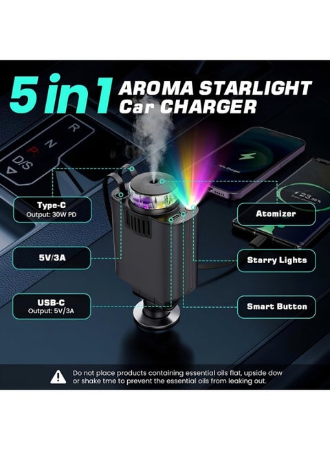 5 in 1 Star Light Car Charger with Aromatherapy                     شاحن سيارة 5 في 1 بإضاءة النجوم مع العلاج العطري