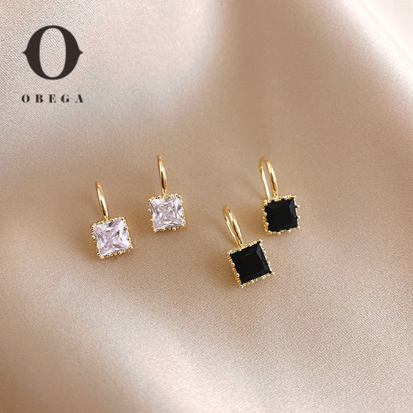 Obega Crystal Prism: Geometric Fish-Hook Earrings