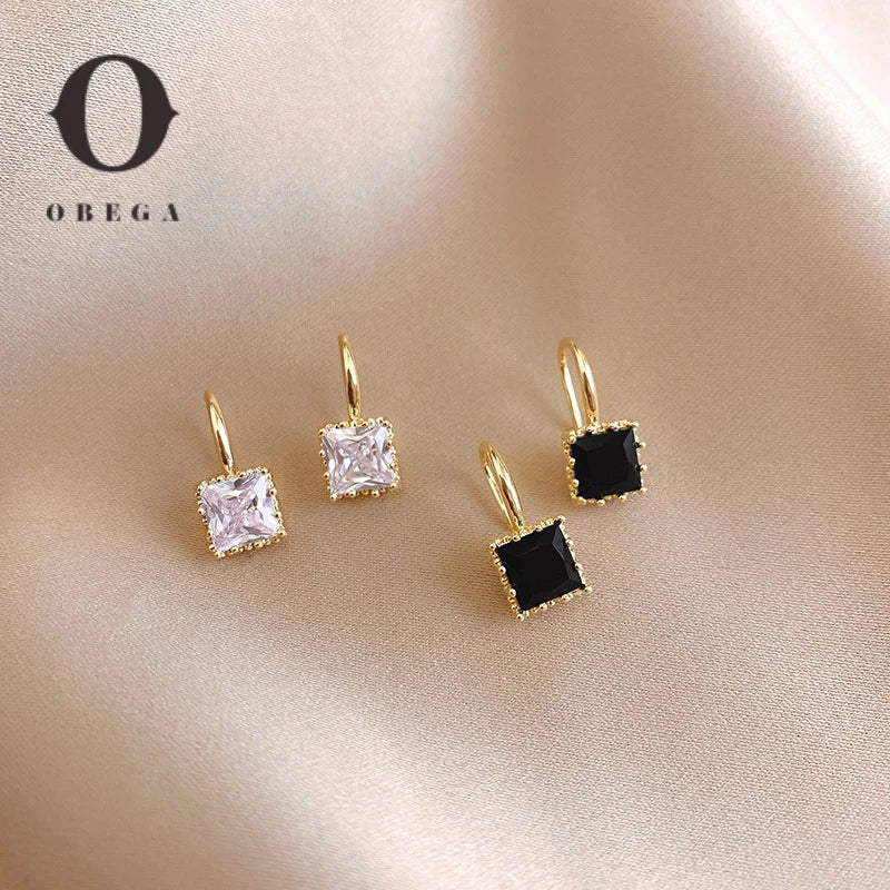 Obega Crystal Prism: Geometric Fish-Hook Earrings