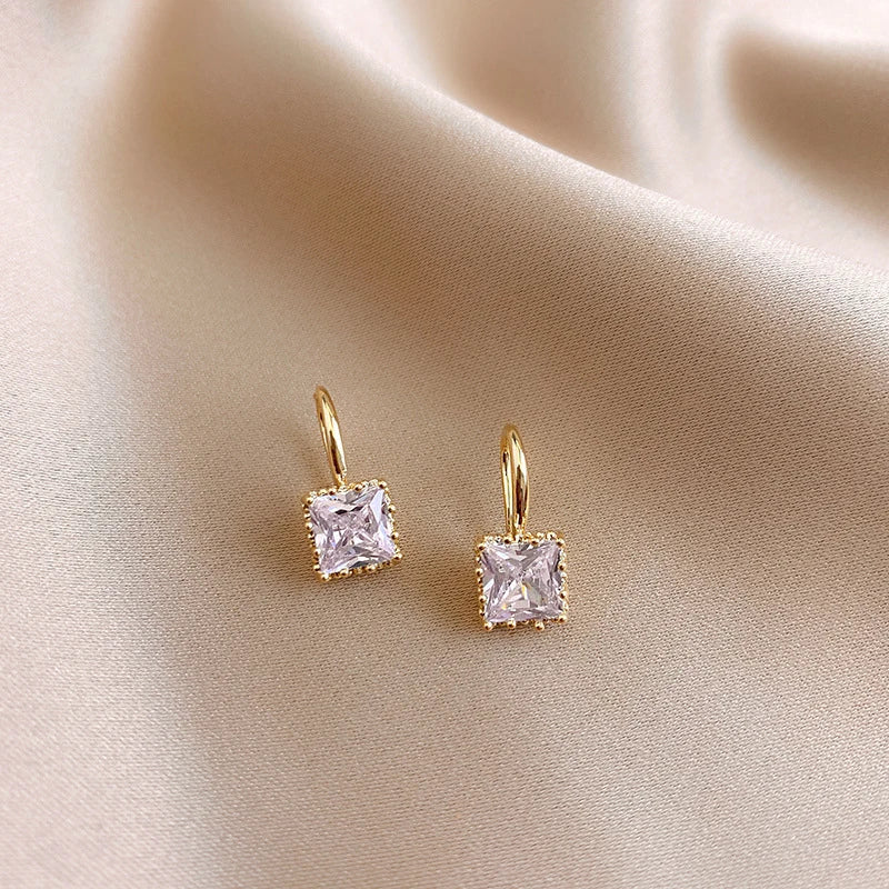 Obega Crystal Prism: Geometric Fish-Hook Earrings