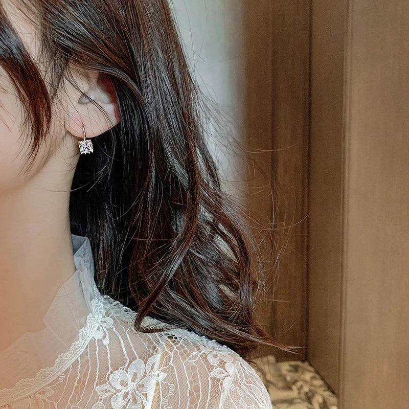 Obega Crystal Prism: Geometric Fish-Hook Earrings