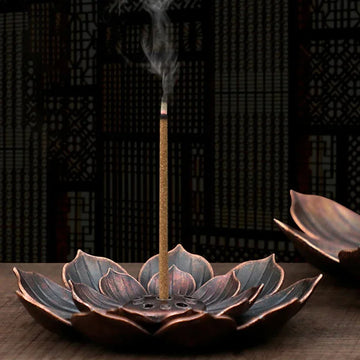 Antique Bronze Lotus Incense Dish