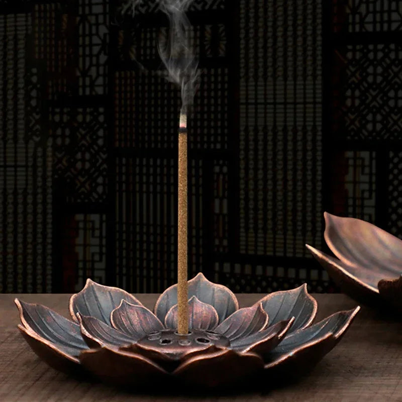 Antique Bronze Lotus Incense Dish